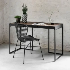 Visgraat bureau met zwart teak - DTP Home Criss Cross