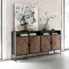 Visgraat dressoir zwart teak - DTP Home Criss Cross