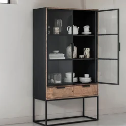 Vitrinekast industrieel teak No. 1 - DTP Home Cosmo
