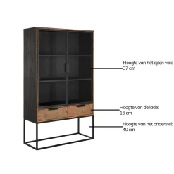 Vitrinekast industrieel teak No. 1 - DTP Home Cosmo