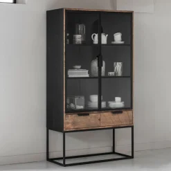Vitrinekast industrieel teak No. 1 - DTP Home Cosmo