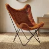 Vlinderfauteuil bont vacht terracotta - Bodio Butterfly