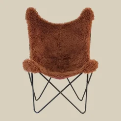 Vlinderfauteuil bont vacht terracotta - Bodio Butterfly