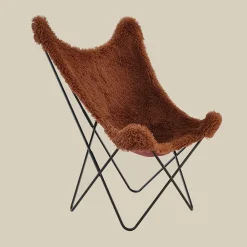 Vlinderfauteuil bont vacht terracotta - Bodio Butterfly