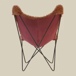 Vlinderfauteuil bont vacht terracotta - Bodio Butterfly