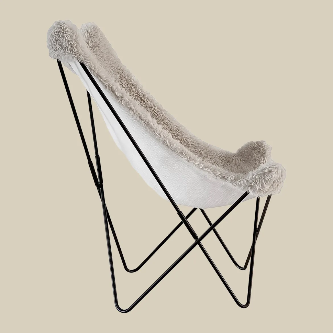 Vlinderstoel creme vacht - Bodio Butterfly