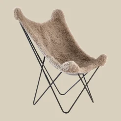 Vlinderstoel taupe bont - Bodio Butterfly