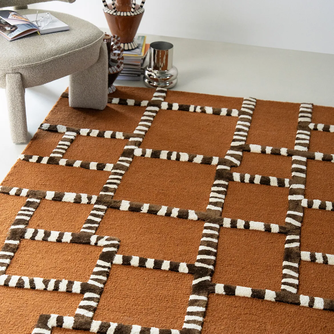 Vloerkleed met design bruin - By-Boo StripeScape