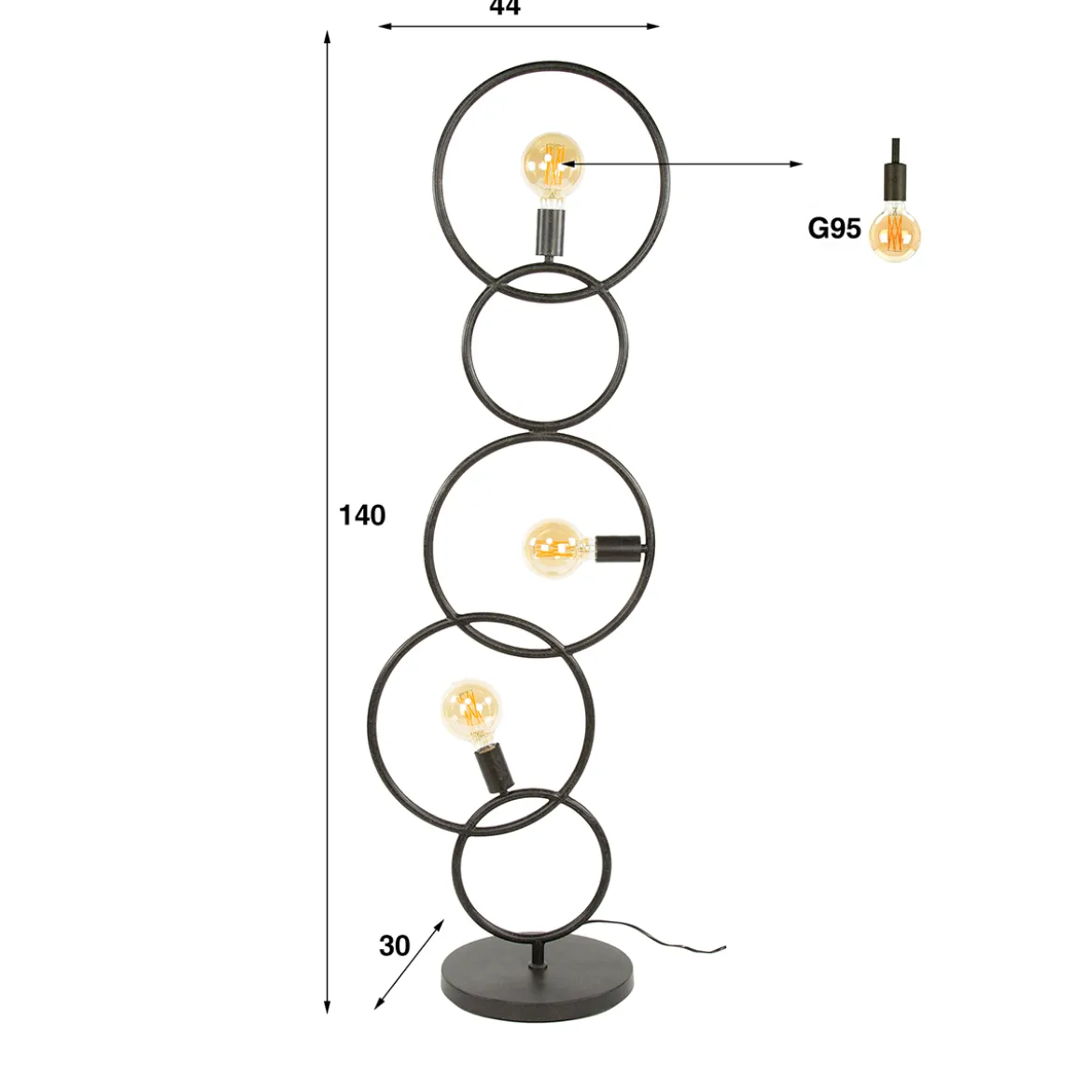 Vloerlamp metalen ringen - Santa Loop