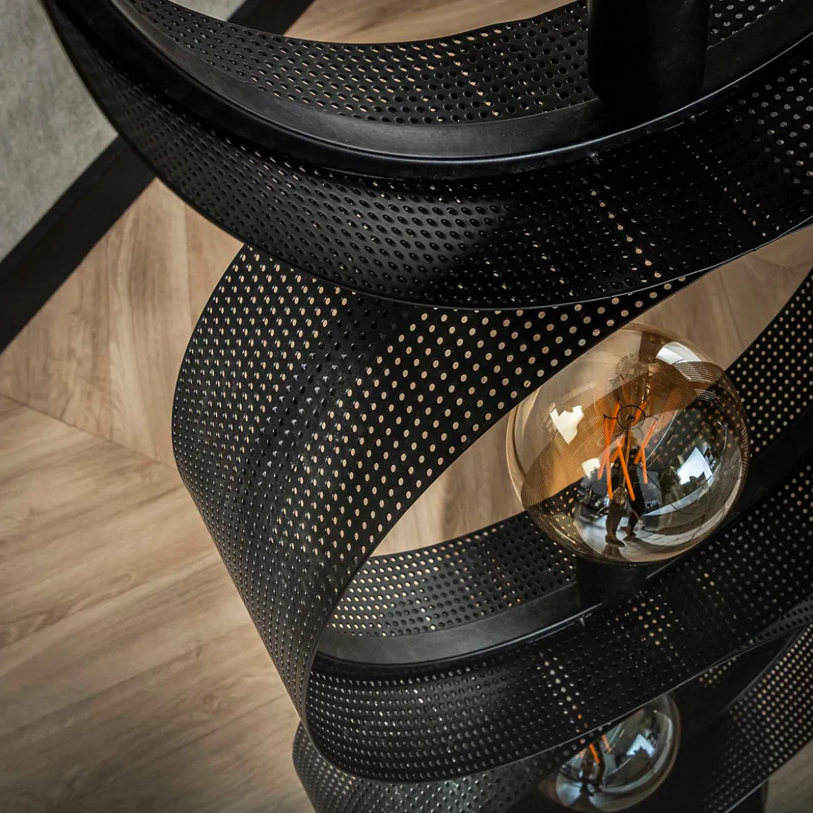 Vloerlamp rond metaal gaas - Santa Ring