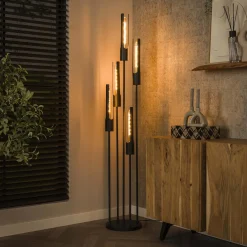Vloerlamp zwart nikkel metaal - Santa Tube