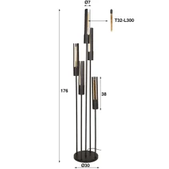 Vloerlamp zwart nikkel metaal - Santa Tube