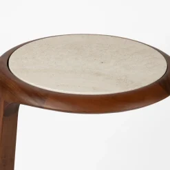 Walnoot bijzettafel met travertin - Zuiver Doppio