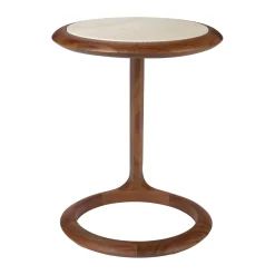 Walnoot bijzettafel met travertin - Zuiver Doppio