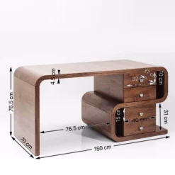 Walnoot design bureau met lades - Kare Design Snake