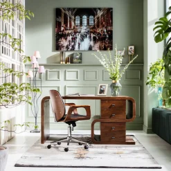 Walnoot design bureau met lades - Kare Design Snake