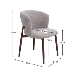 Walnoot eetkamerstoel met ronde rug beige - Bodio Maeve