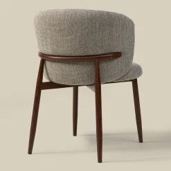 Walnoot eetkamerstoel met ronde rug beige - Bodio Maeve