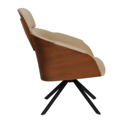 Walnoot loungestoel leatherlook - Zuiver Frie