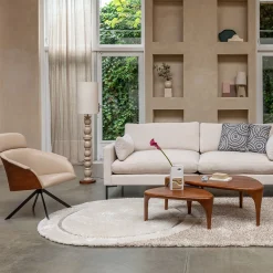 Walnoot loungestoel leatherlook - Zuiver Frie