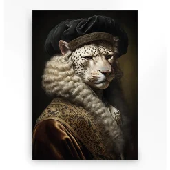 Wandkleed in frame - Urban Cotton Snow Leopard