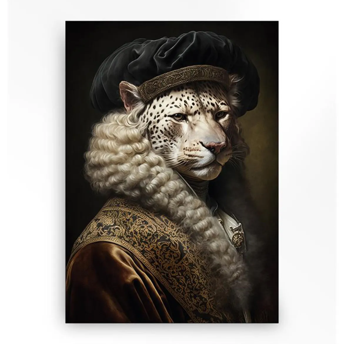 Wandkleed in frame - Urban Cotton Snow Leopard
