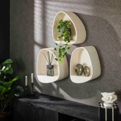 Wandschap organische vorm wit - Giani Stone 3