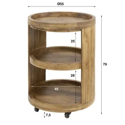 Wijnkast trolley met ribbelhout - Giani Wave