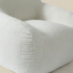 Zachte fauteuil creme stof - Bodio Fluff