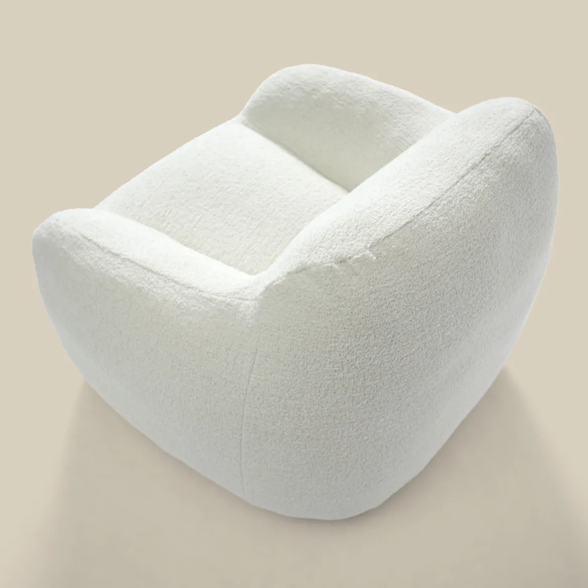 Zachte fauteuil creme stof - Bodio Fluff