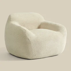 Zachte fauteuil zandkleur stof - Bodio Fluff