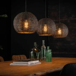 Zwart-bruine hanglamp met ronde kappen - Santa Armor