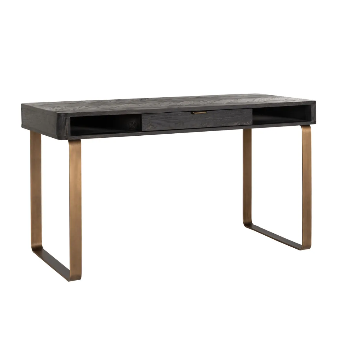 Zwart bureau met visgraat - Richmond Interiors Blackbone Brass