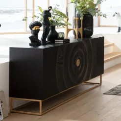 Zwart dressoir met houtsnijwerk - Kare Design Madeira Dark