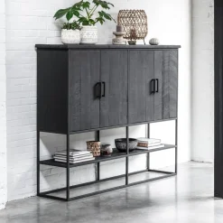 Zwarte bergkast teak Large - DTP Home Timeless Black Beam