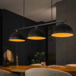 Zwarte eettafel hanglamp ribbels - Santa Ribbel