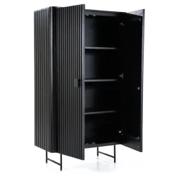 Zwarte retro kast met houten latjes - Eleonora Remi