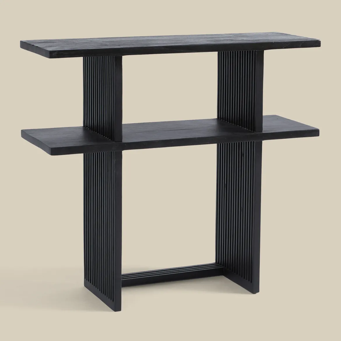 Zwarte sidetable teak latjes - Bodio Teak Slats