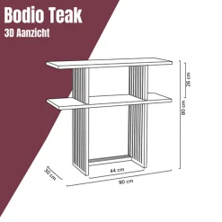 Zwarte sidetable teak latjes - Bodio Teak Slats