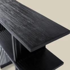 Zwarte sidetable teak latjes - Bodio Teak Slats