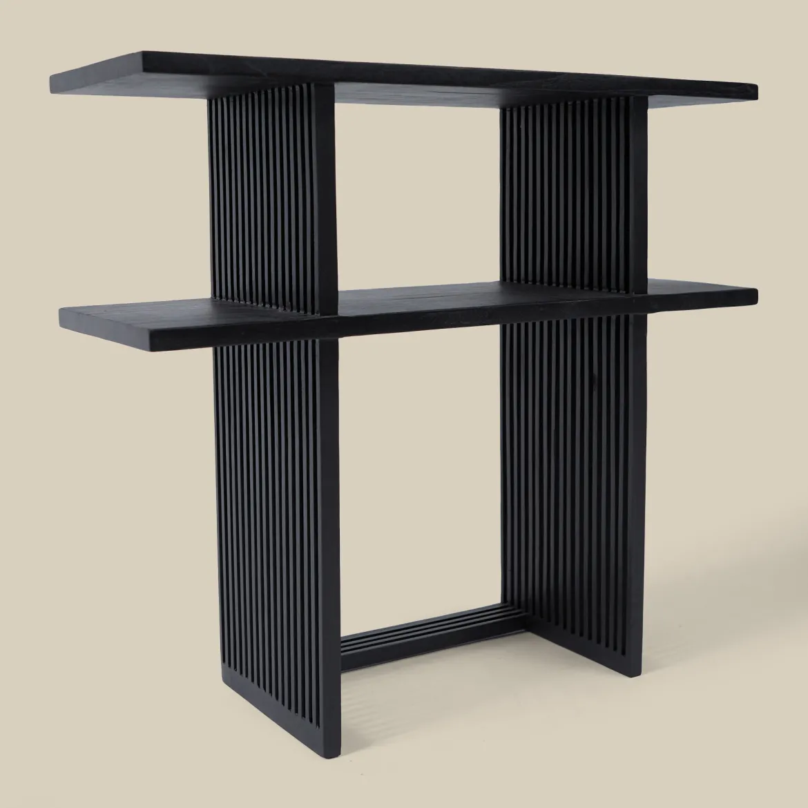 Zwarte sidetable teak latjes - Bodio Teak Slats