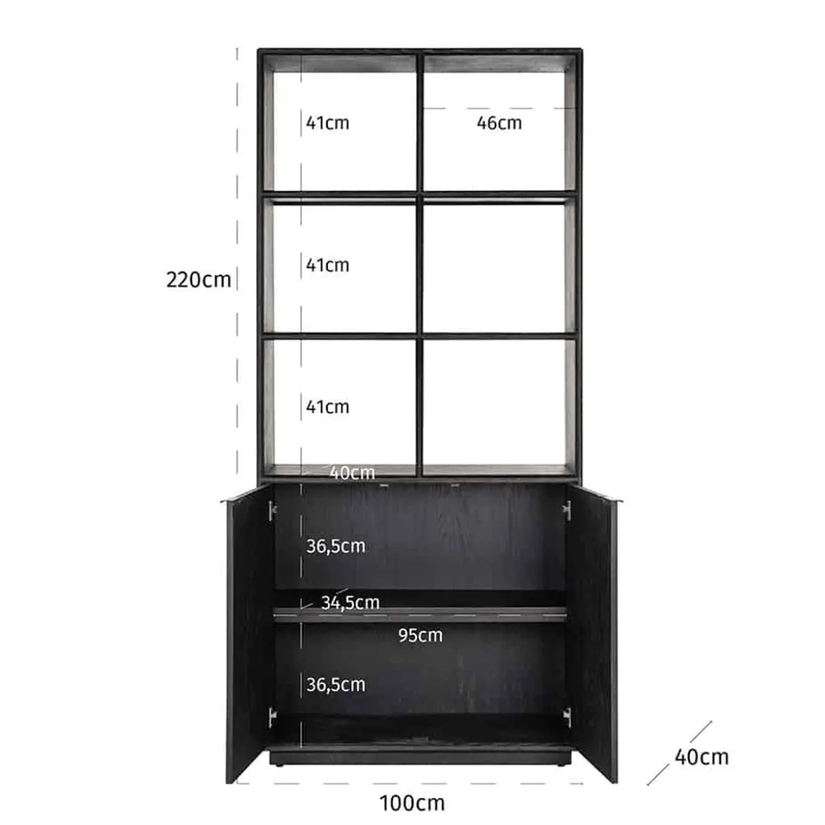 Zwarte vakkenkast met visgraat - Richmond Interiors Blackbone