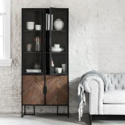 Zwarte vitrinekast visgraat - DTP Home Criss Cross
