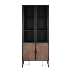 Zwarte vitrinekast visgraat - DTP Home Criss Cross