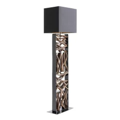 Zwarte vloerlamp met hout - Kare Design Nature Wave