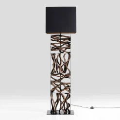 Zwarte vloerlamp met hout - Kare Design Nature Wave