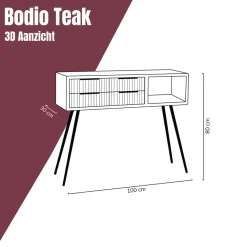 Zwarte wandtafel teak latjes - Bodio Teak Slats