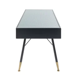 Zwart metalen bureau ribbelglas - Kare Design Gomera