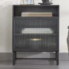 Zwart nachtkastje ribbelglas - Kave Home Trixie