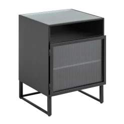 Zwart nachtkastje ribbelglas - Kave Home Trixie